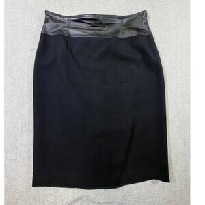 Lafayette 148 Womens Black 10 Faux Leather Side Zip Pencil Midi Career Skirt Fit